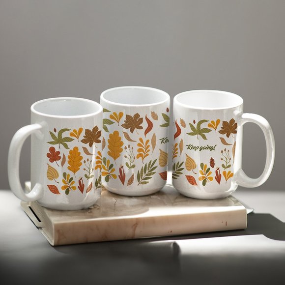 Autumn Leaves Coffee Mug. Thanksgiving Coffee Cup. Fall 15oz Ceramic Mug. - Picture 3 of 5